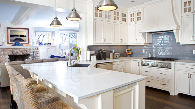 white kitchen  quartz countertops