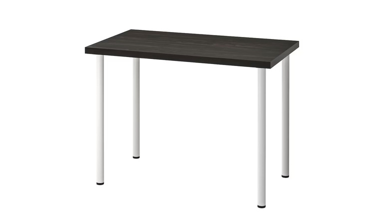 brown tabletop with white legs