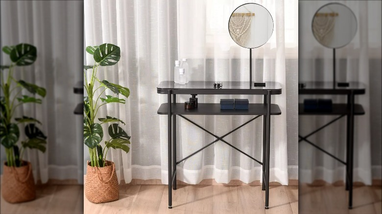 Black sleek vanity table