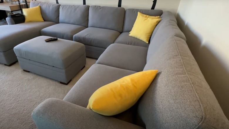 Sectional couch from Costco in a living room