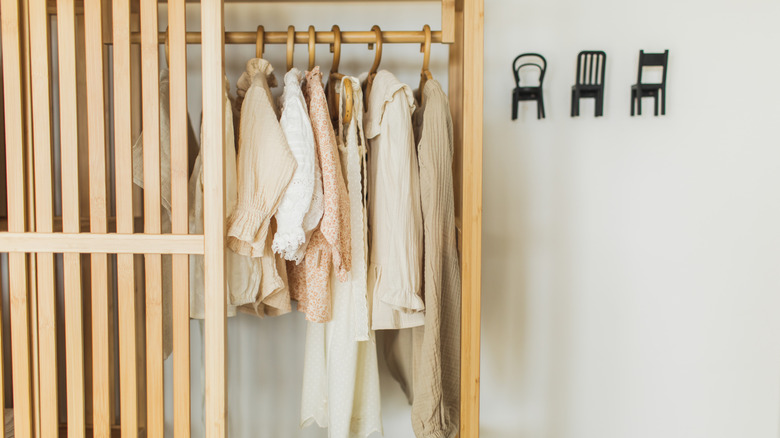 A tidy closet uses a wood organization system