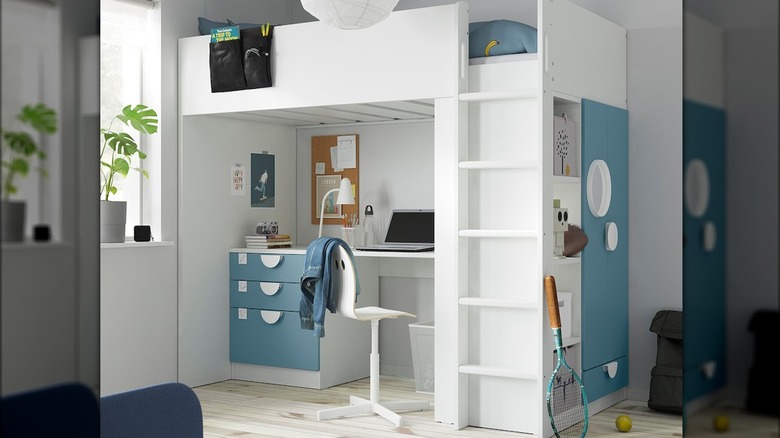 Blue IKEA loft bed