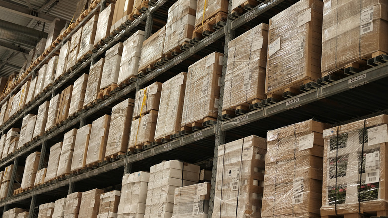 boxes pallets on shelves