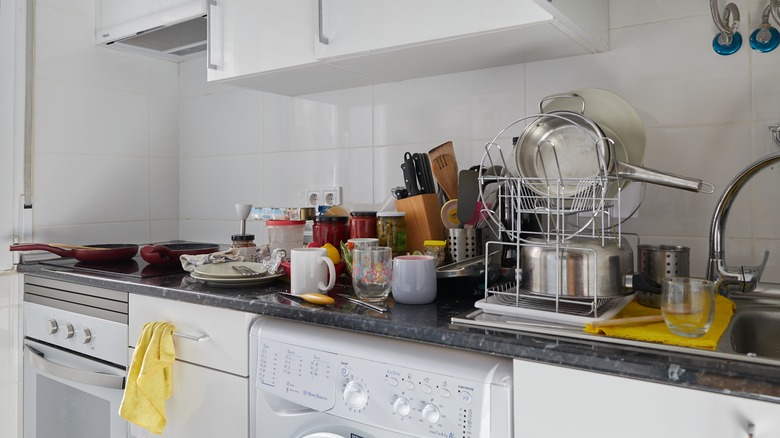 messy kitchen white apartment kitchen