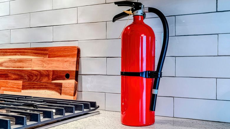 fire extinguisher in kitchen