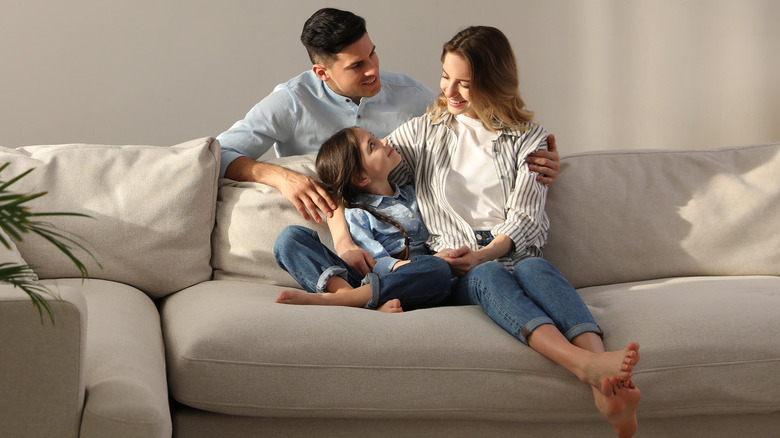 Family on sofa