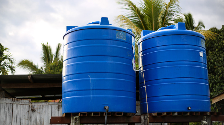 blue water tanks