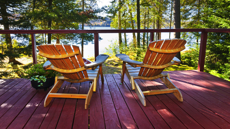 Adirondack chairs on porch 
