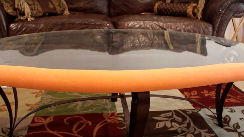 pool noodle covering edge of table