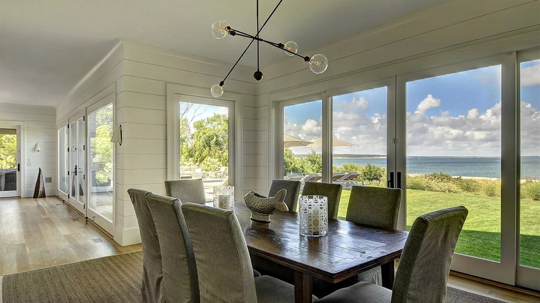 dining room with bay views 