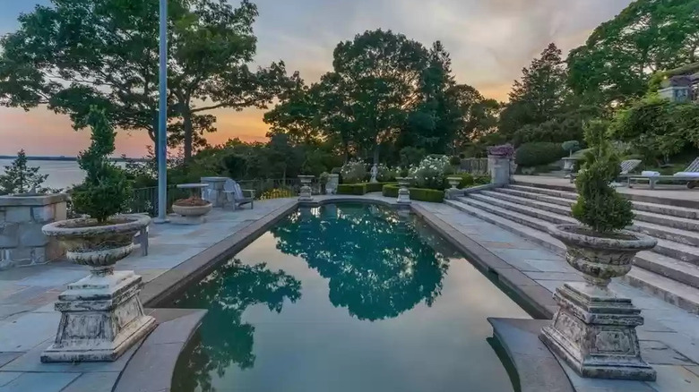 pool at sunset