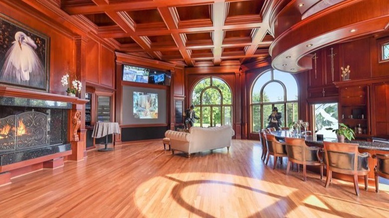 Wooden great room in Eminem's old mansion