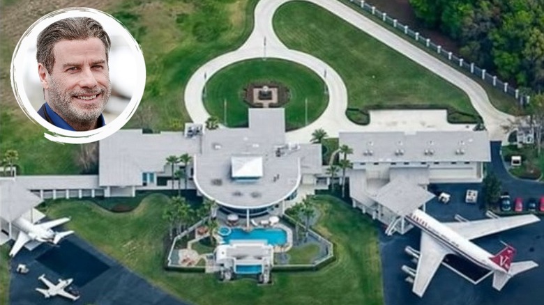 Aerial view John Travolta's airport estate