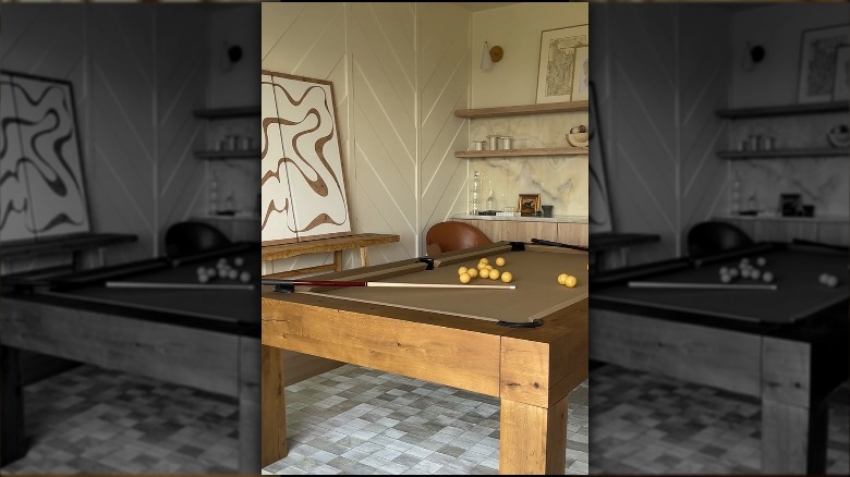 beige and wooden pool table