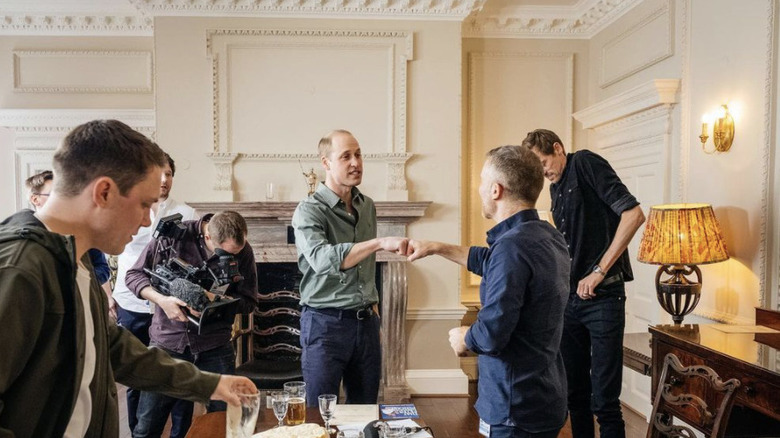 Prince William with podcast crew