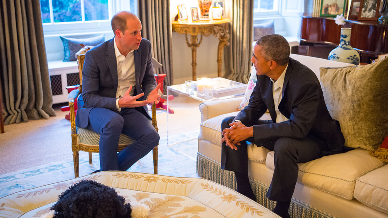 Prince William and Barack Obama talking