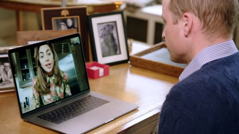 Prince William's desk as he talks to Lady Gaga