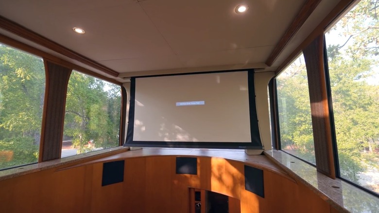 large movie screen on wall