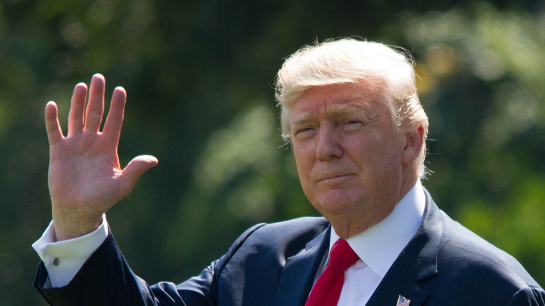 Donald Trump close up waving