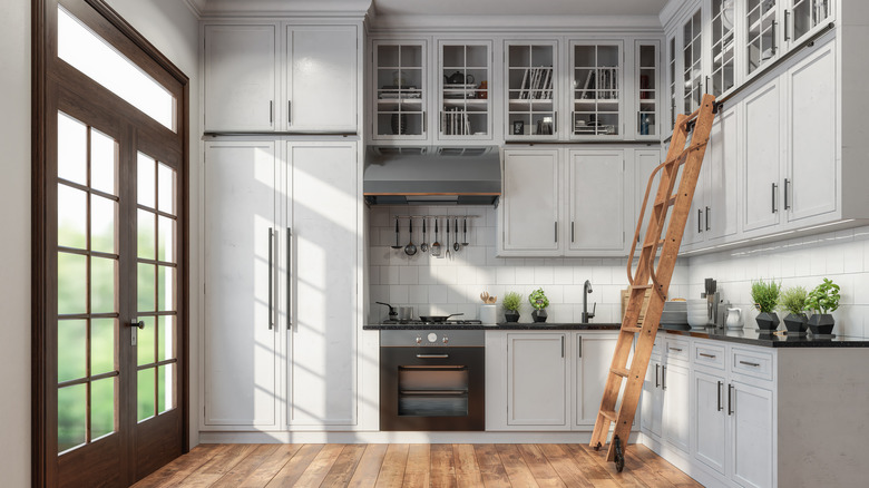 rolling ladder in kitchen