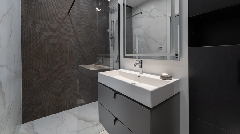 Bathroom vanity with a mirror