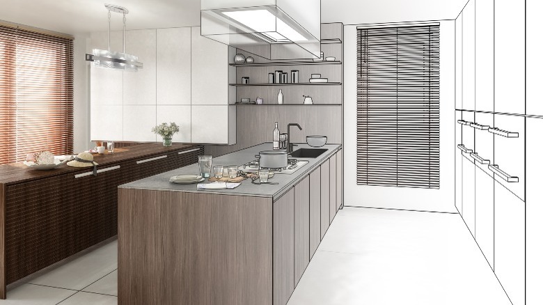 Contemporary kitchen 3D visualization