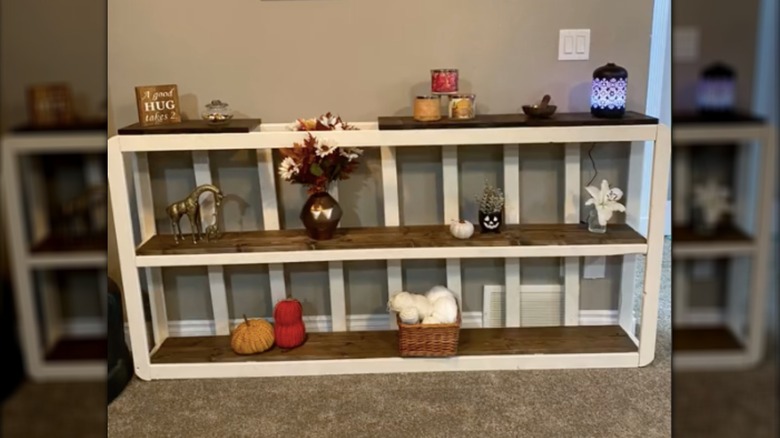 bookshelf made from box spring frame