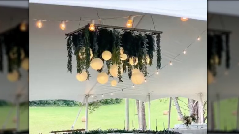 hanging plant and lantern decor 