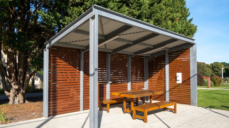 metal roof on a patio