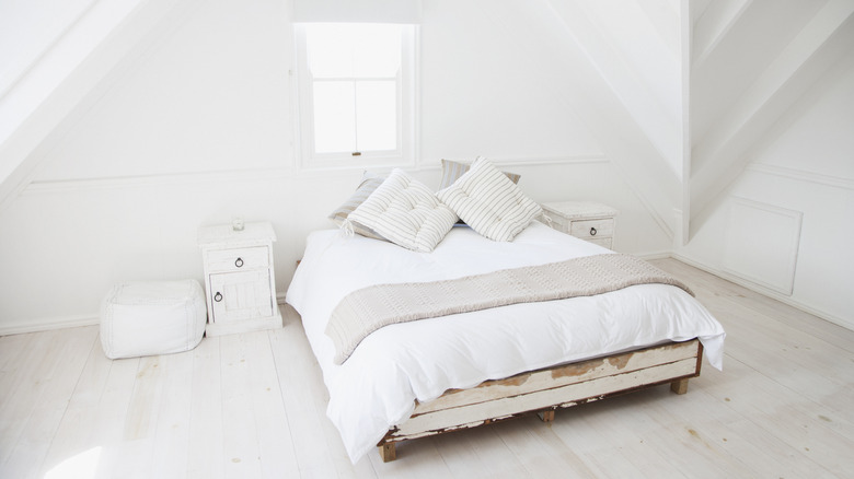 completely white bedroom