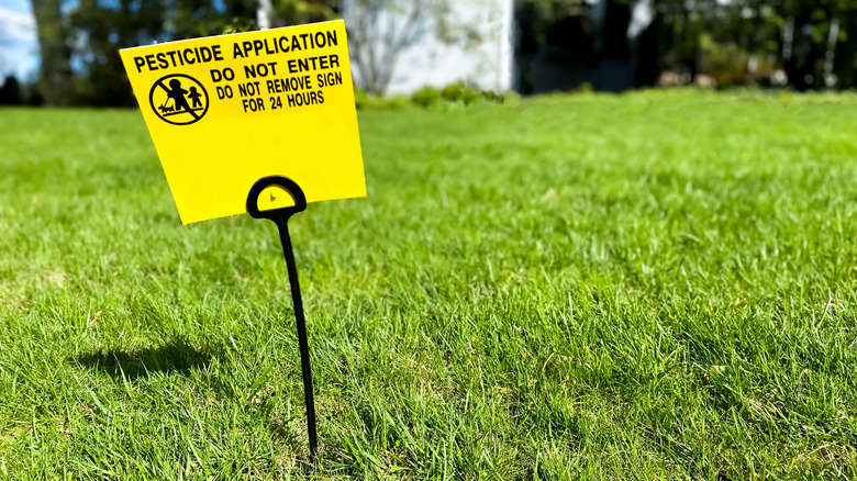 sign warning about pesticide treatment