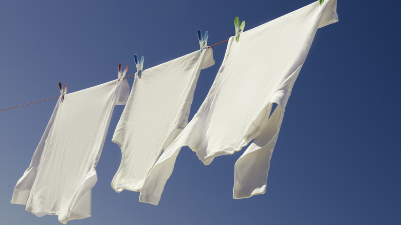 White shirts drying in the sun