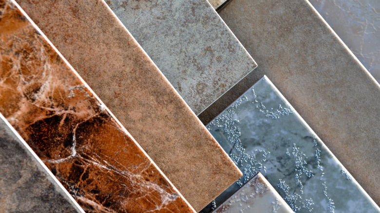 A display of tile floor samples