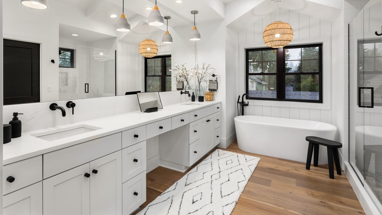 Bathroom with wood floors