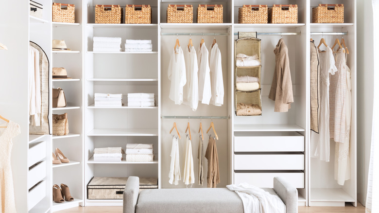 white walk-in closet