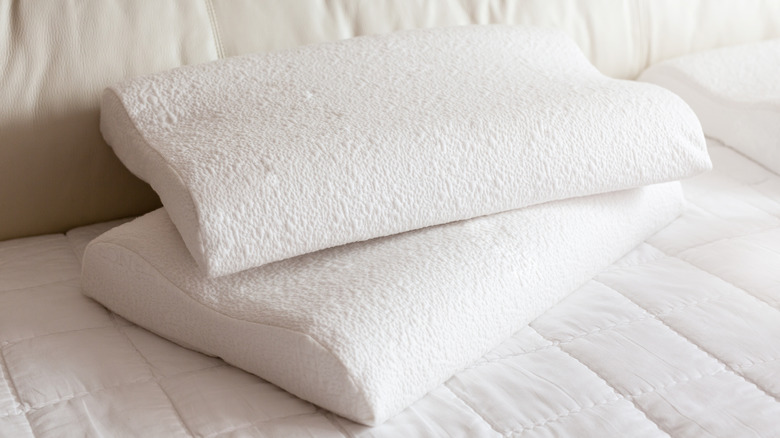 Two white foam pillows