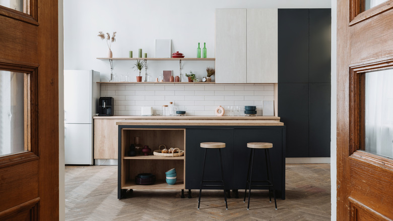 Kitchen with open shelving