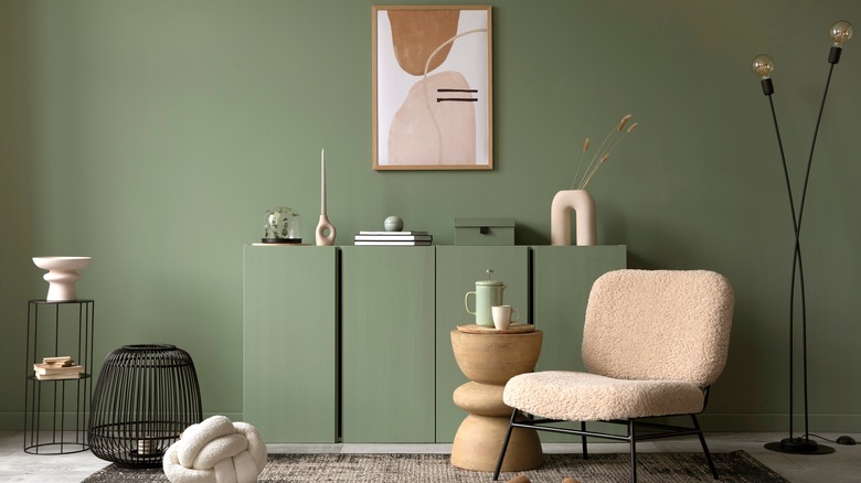 green living room with armchair