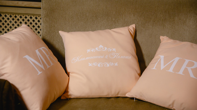 Pink pillows with monograms