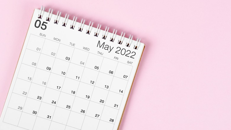 calendar on pink background