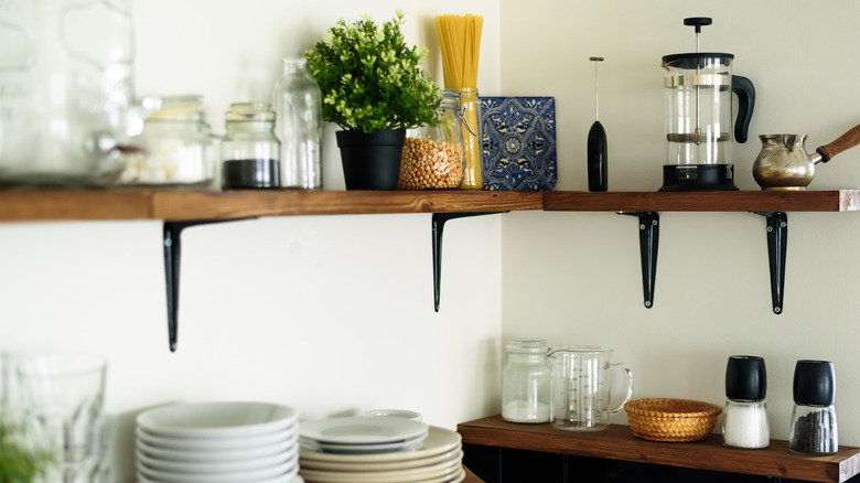 Floating shelf in kitchen