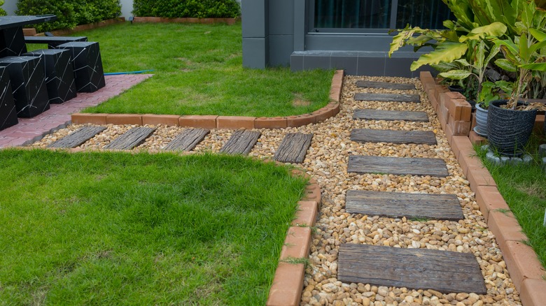 pebble pathway in garden