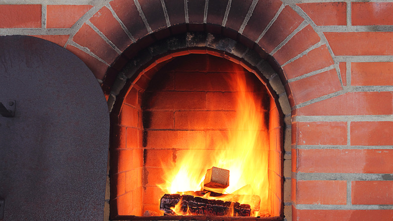 soot on fireplace