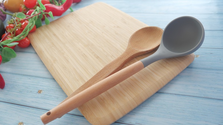 utensils and cutting board