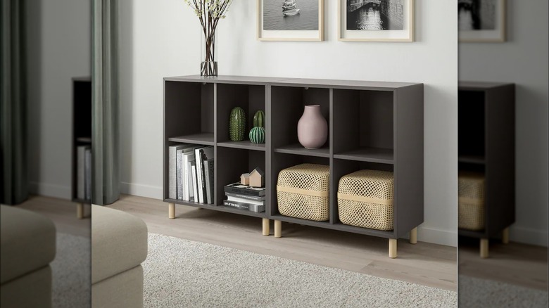 Gray IKEA EKET shelves 