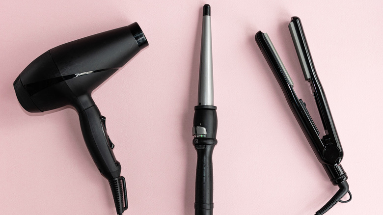 Hairdryer, curling wand and straightener