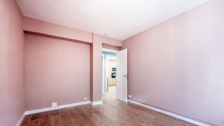 Pastel pink empty bedroom