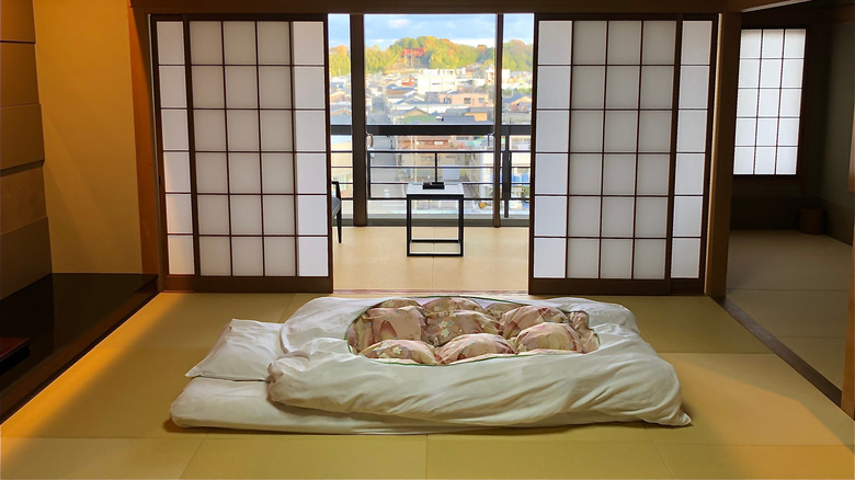 Japanese mattress on floor