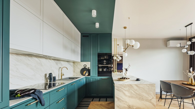 beautiful kitchen with contrasting colors