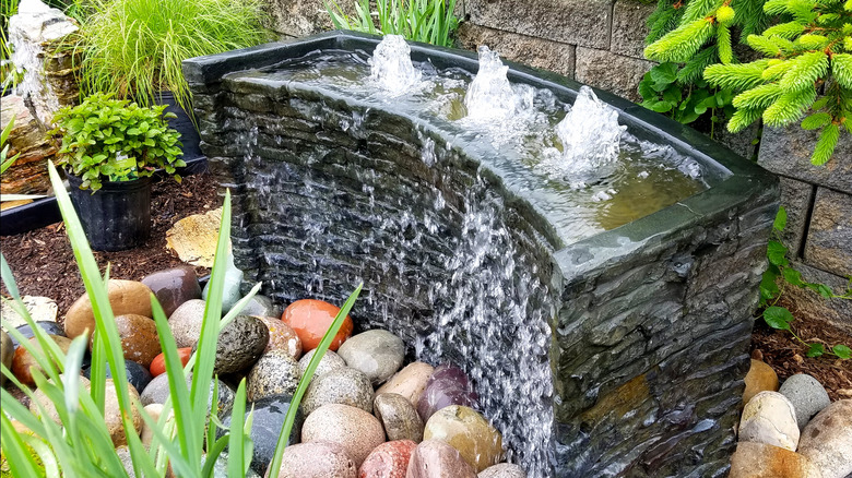 Water feature in garden